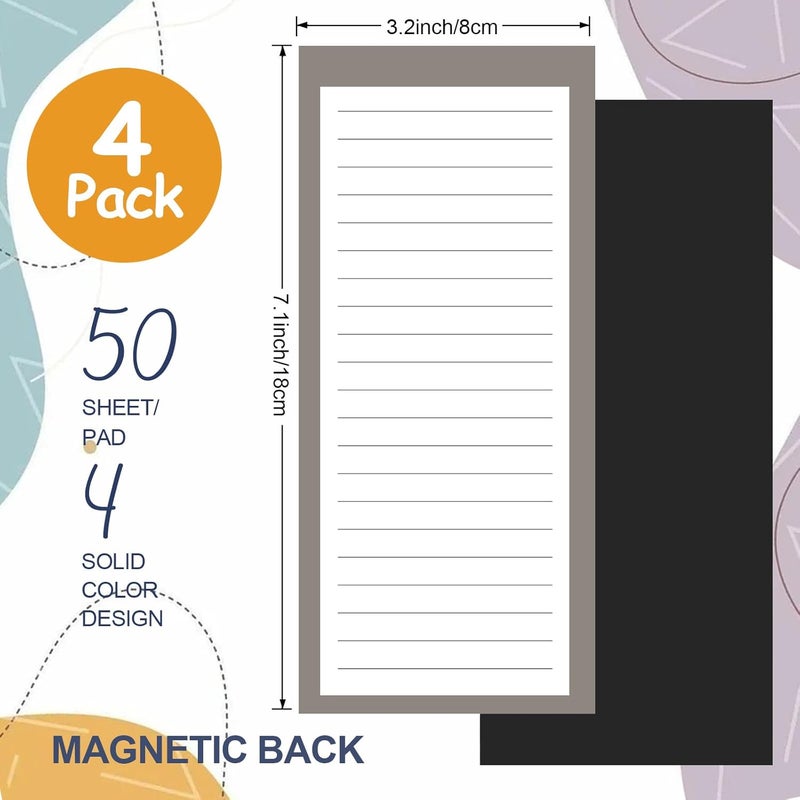 Utron 4 Pack Magnetic Notepads for Refrigerator, 50 Pages/Book Grocery List Magnet Pad for Fridge, Design Magnetic Grocery List Pad for Fridge, Grocery List Notepad, To-Do Memos, List - Image 2